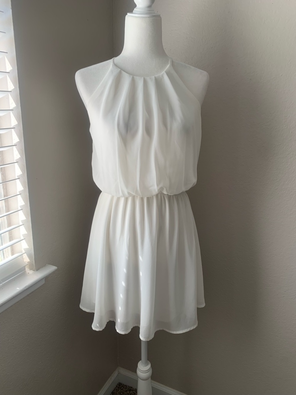 DNA couture White Halter Blouson Mini Dress